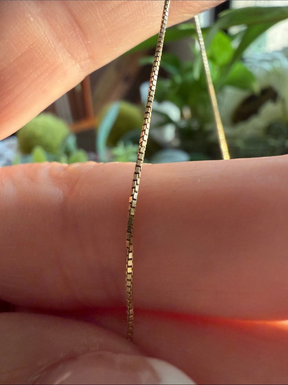 Gold 14k Necklace - Gold box link chain 17inch - Picture 3 of 5